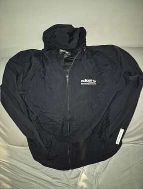adidas Black Hooded Windbreaker Jacket